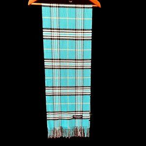 New: 100% Cashmere Plaid Check Scarf: No Tag But Never Used
